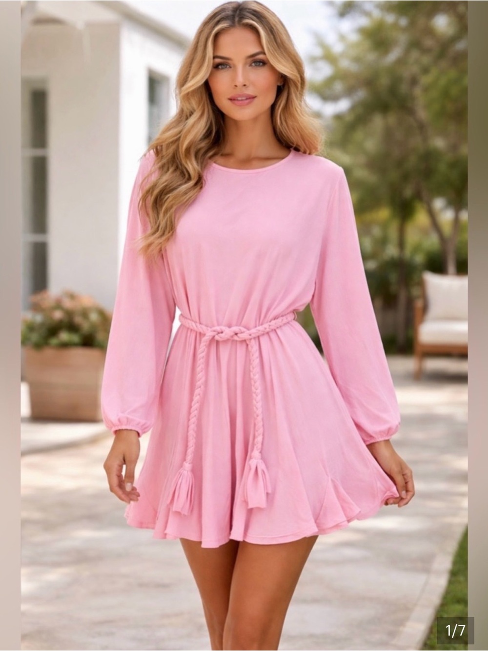 Gianni Bini robe belt pink mini dress size M